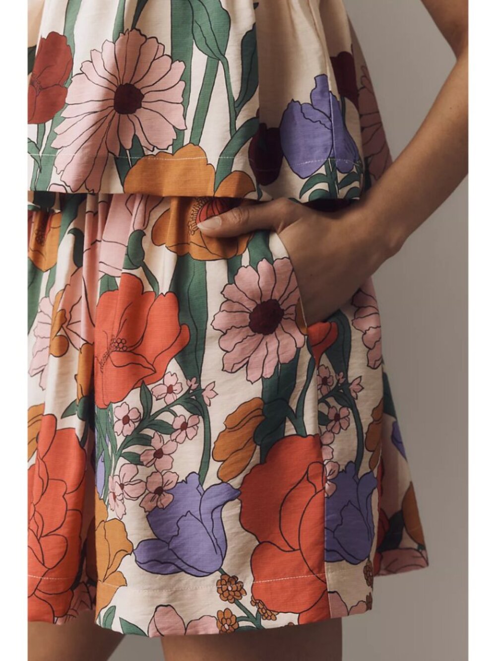 Farm Rio Tiered Floral Mini Dress NWT - Picture 3 of 7